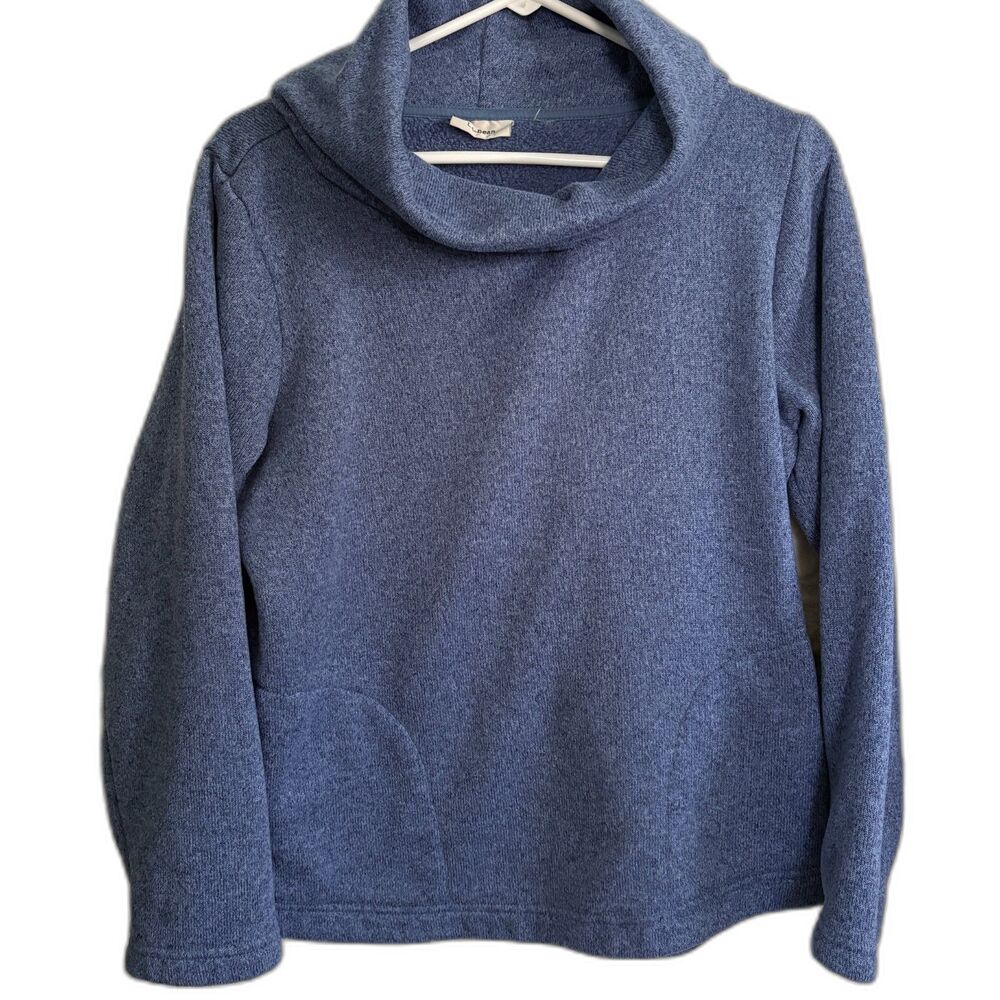 L.L. Bean Heather Blue Cowl Neck Funnel Pullover Sweatshirt Sweater Fleece M